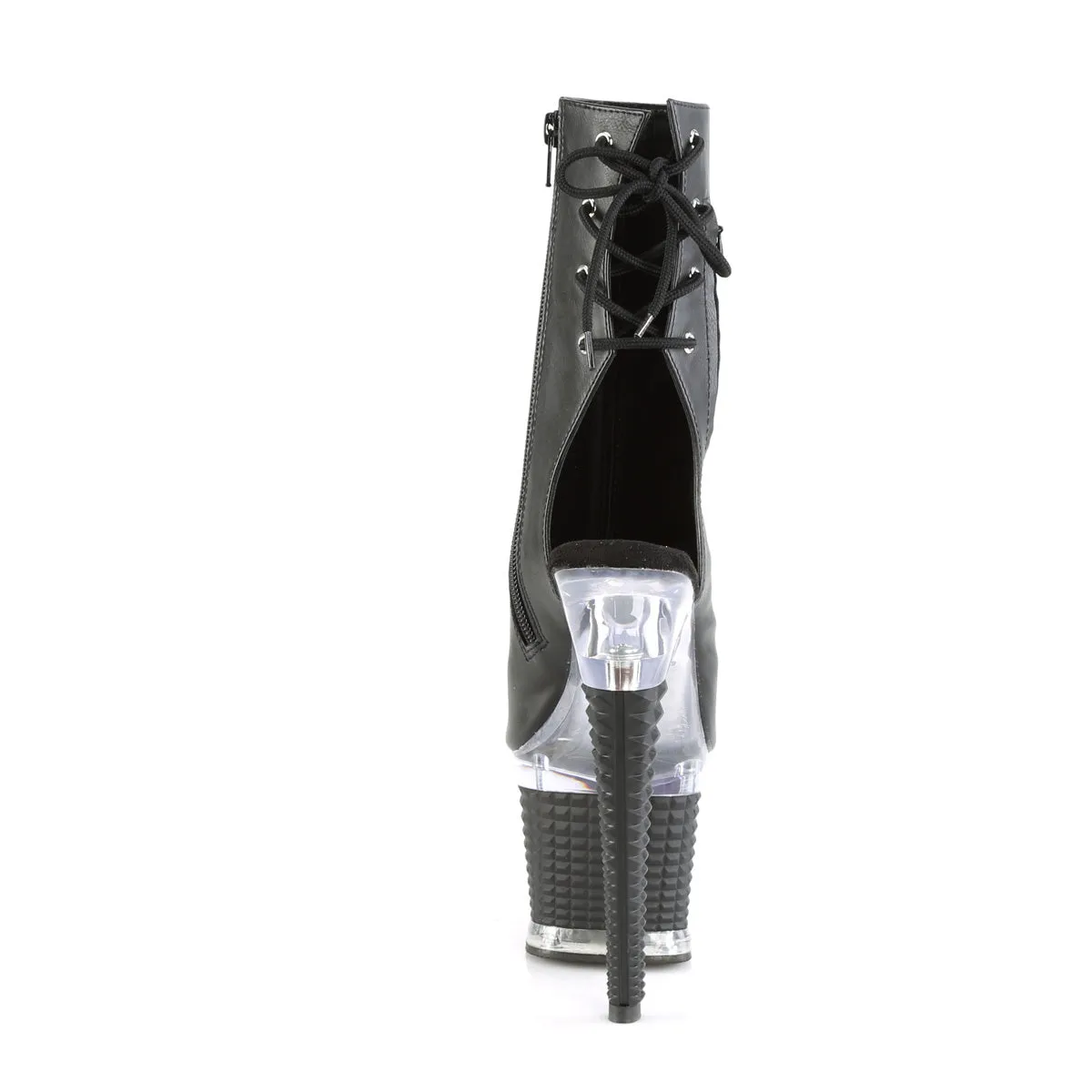 SPECTATOR-1018  Black Faux Leather/Clear-Black Matte