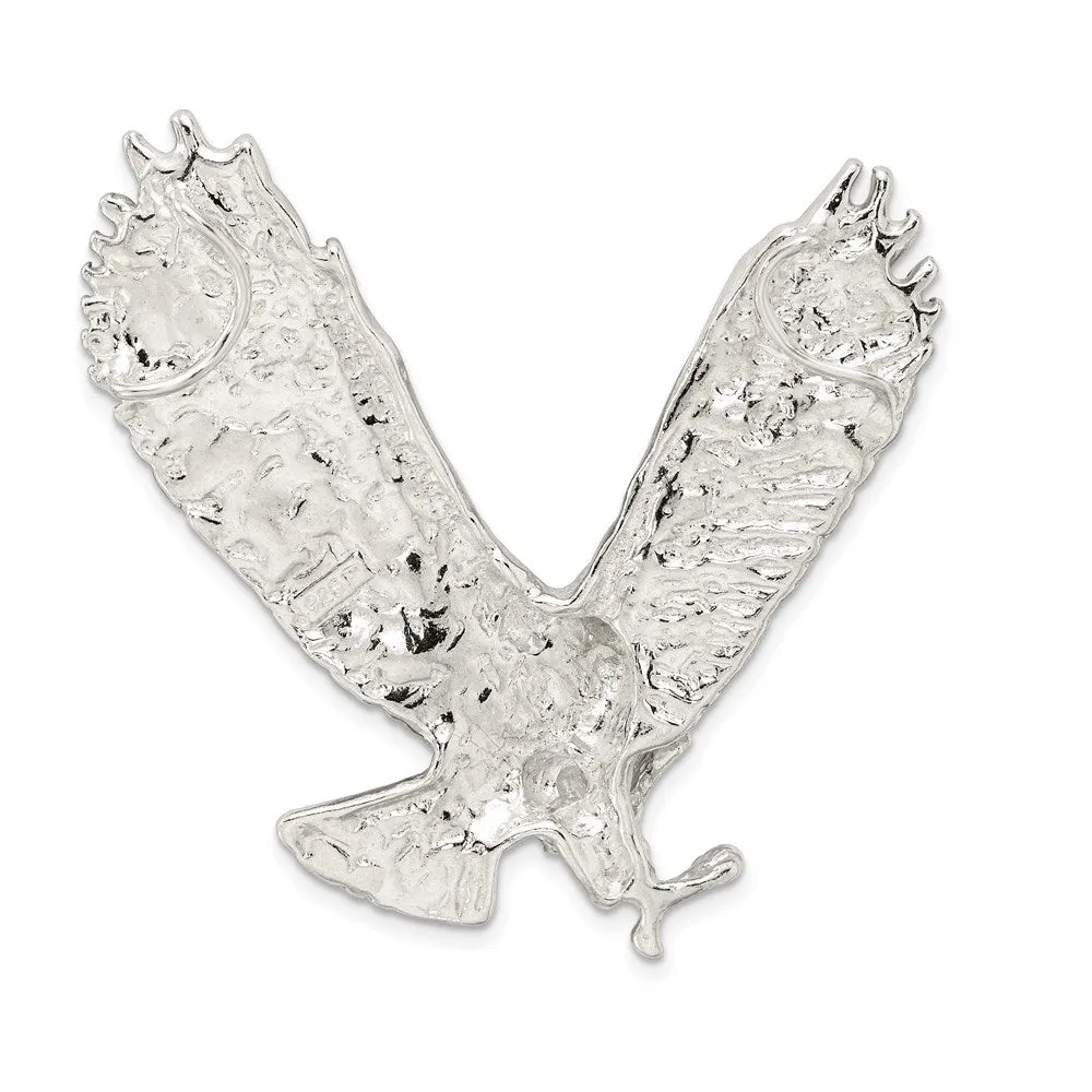 Sterling Silver Polished & Textured Eagle Chain Slide
