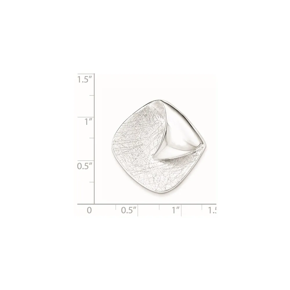 Sterling Silver Polished Textured Folded Chain Slide Pendant