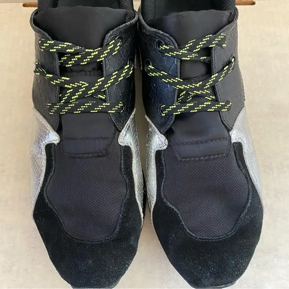 Steve Madden Men's Ridge Black &amp; Silver Leather Sneakers Size 10M