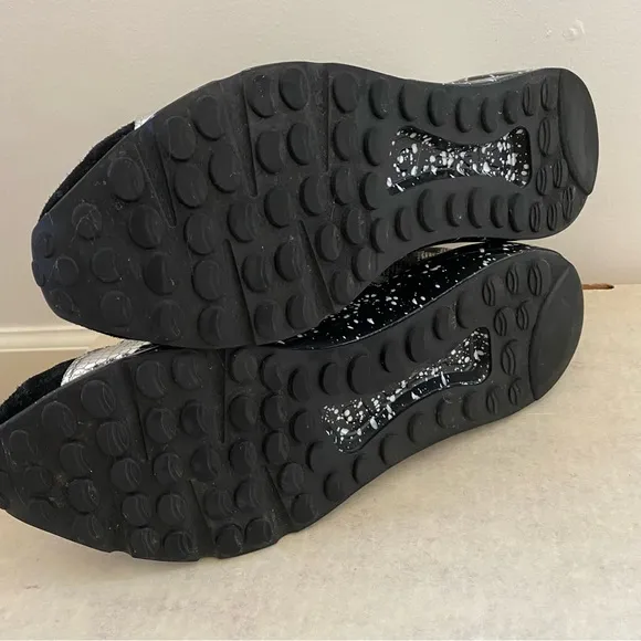 Steve Madden Men's Ridge Black &amp; Silver Leather Sneakers Size 10M