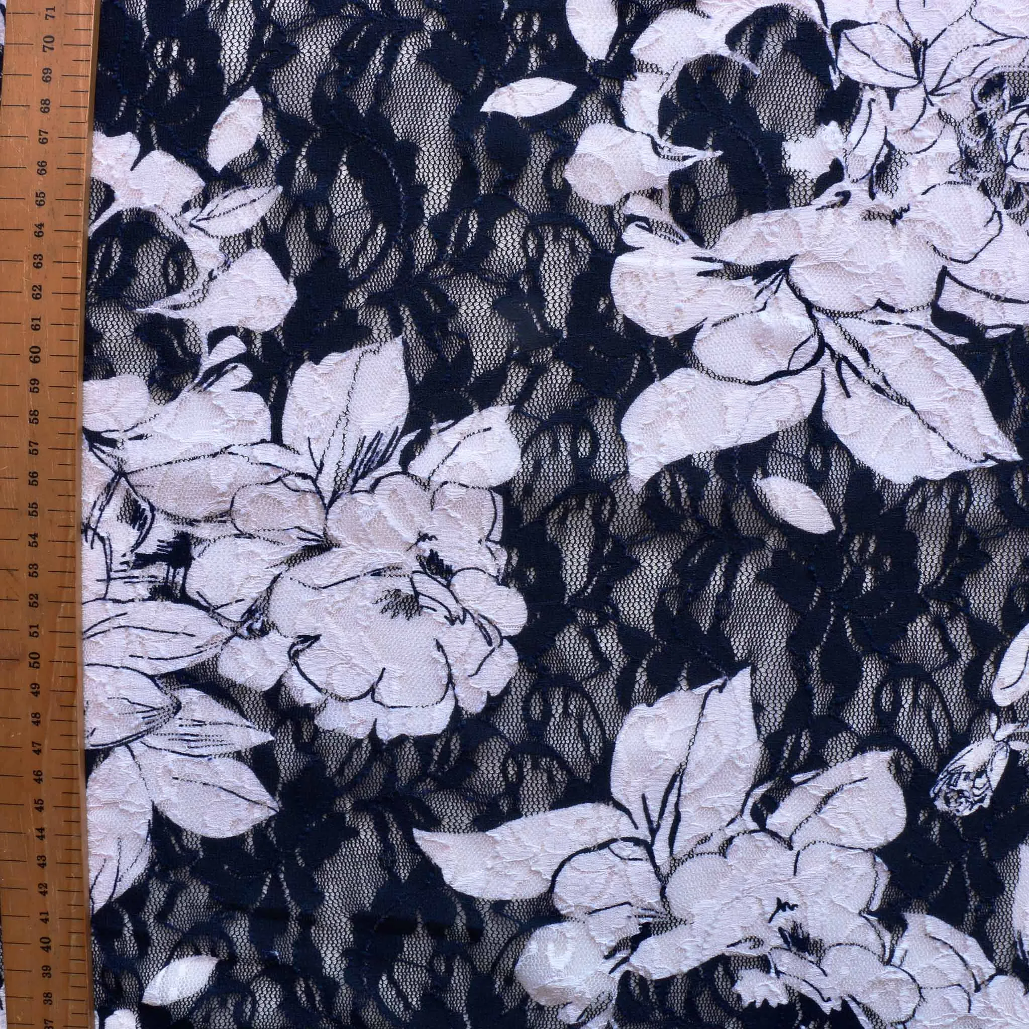 Stretchy Lace Fabric - Navy