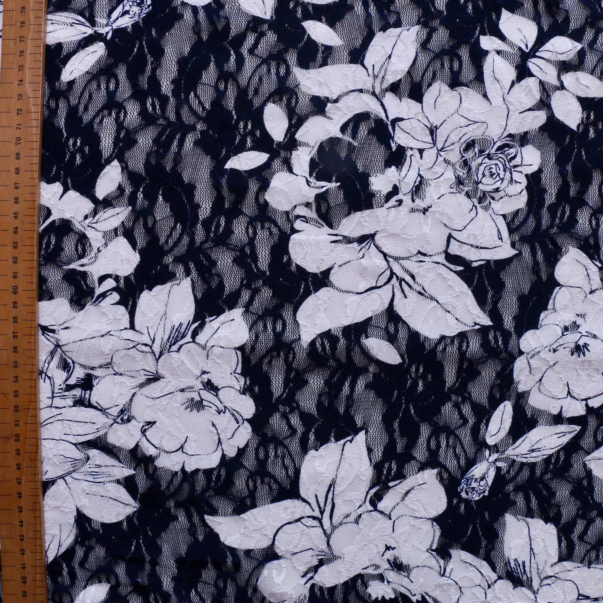 Stretchy Lace Fabric - Navy