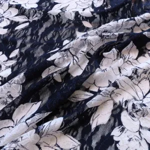 Stretchy Lace Fabric - Navy