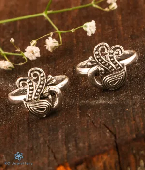 The Dancing Peacock Silver Toe-Rings