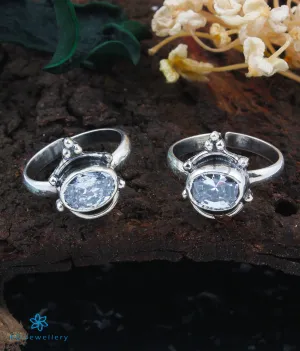 The Mira Silver Toe-Rings (White)