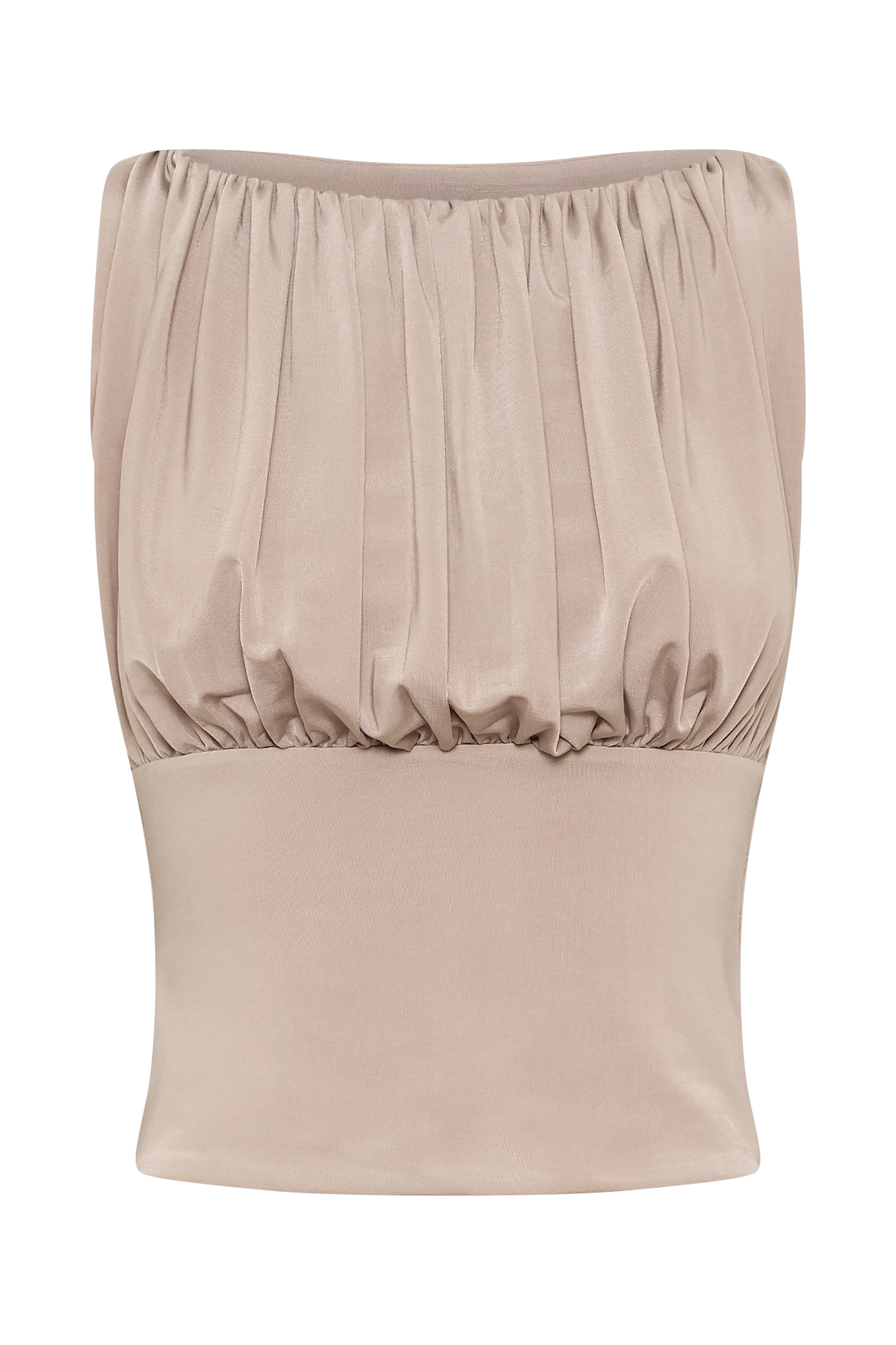 Tiarna Slinky Ruched Top - Taupe