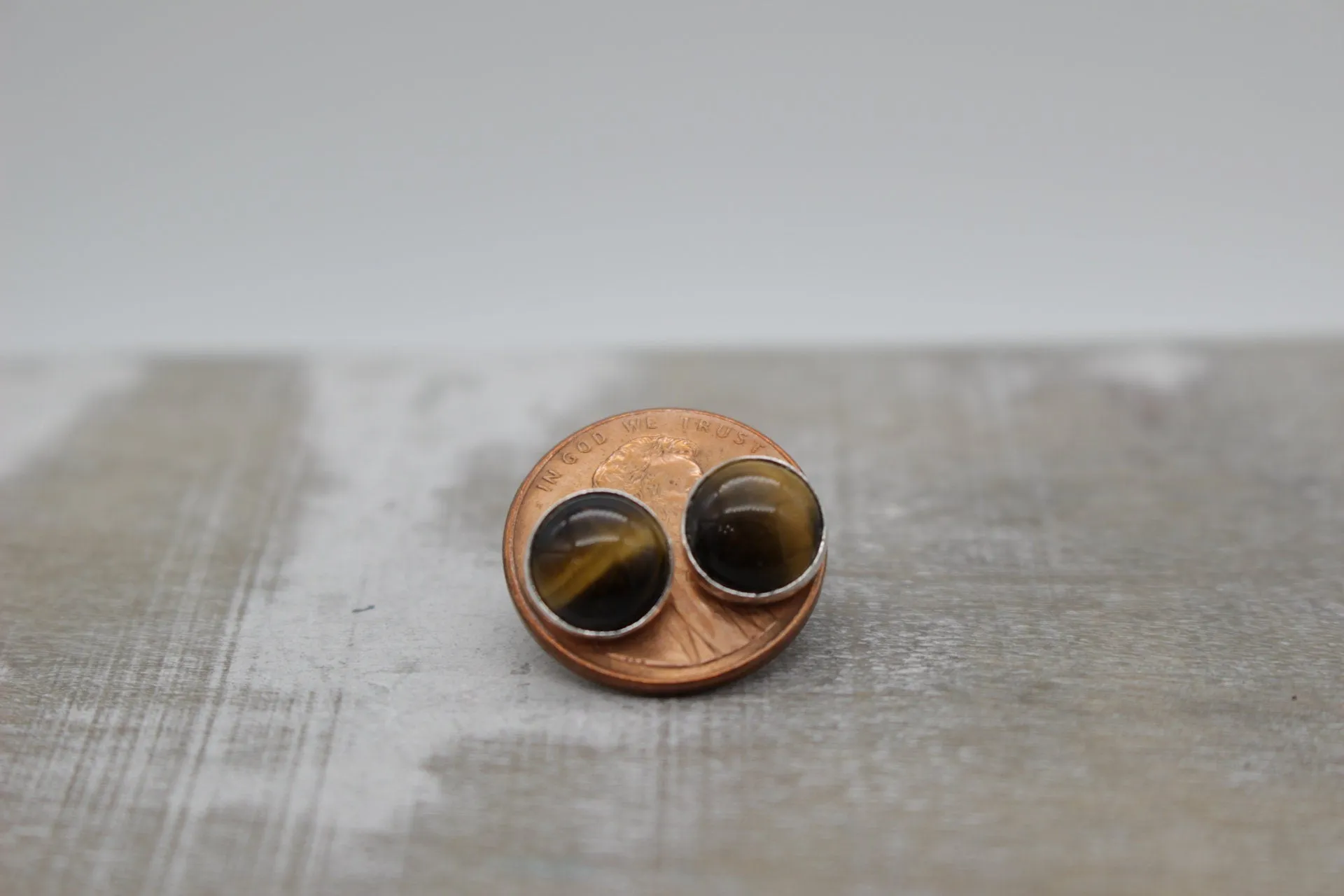 Tiger eye stud earrings - Large Sterling silver earrings - gift for her - jewelry sale - tiger eye - 8mm Studs