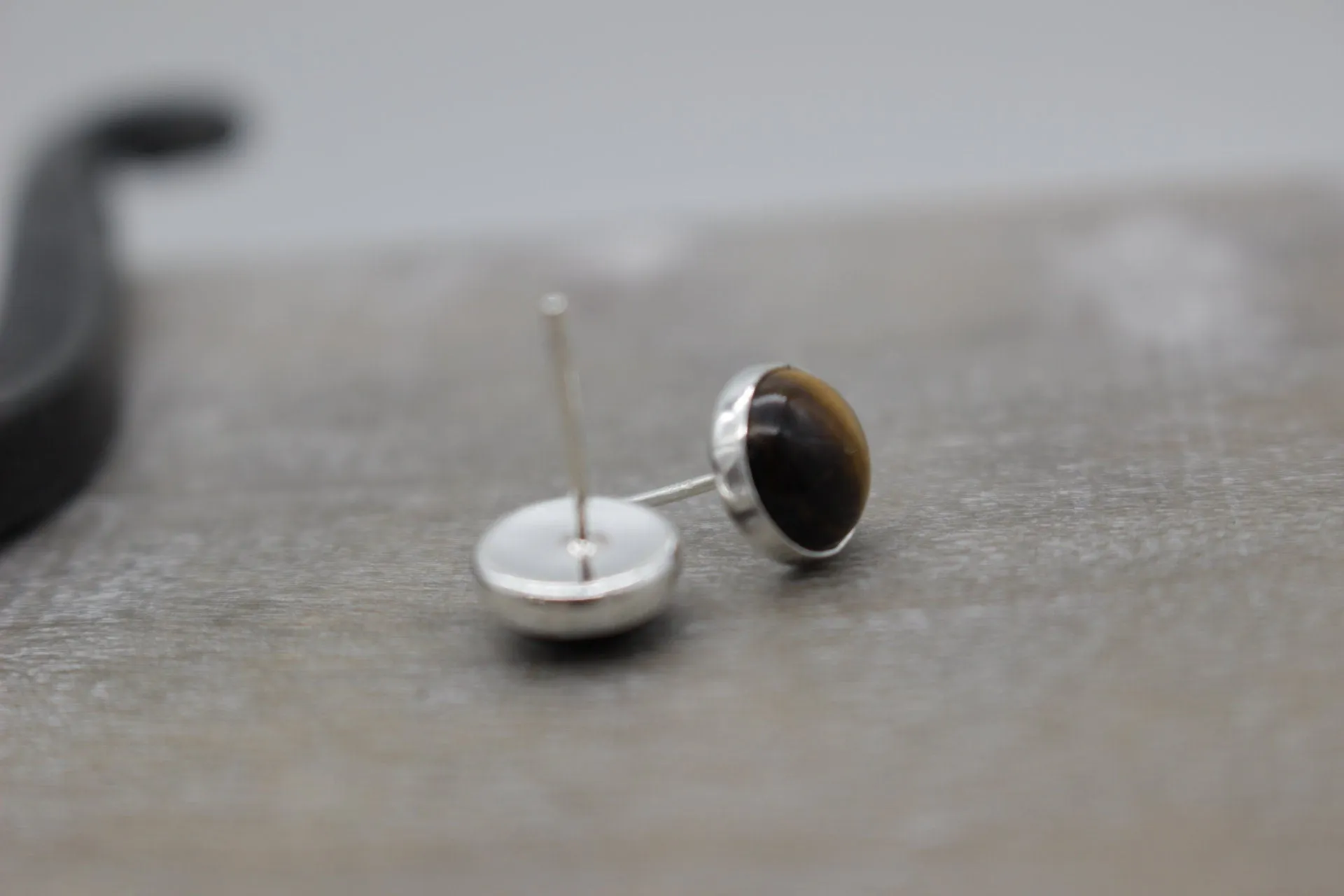 Tiger eye stud earrings - Large Sterling silver earrings - gift for her - jewelry sale - tiger eye - 8mm Studs