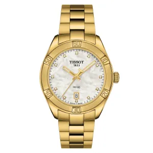 Tissot Women's Watch Pr 100 Sport Chic Motherperper Pvd Pvd Yellow Quartz T101.910.33.116.01