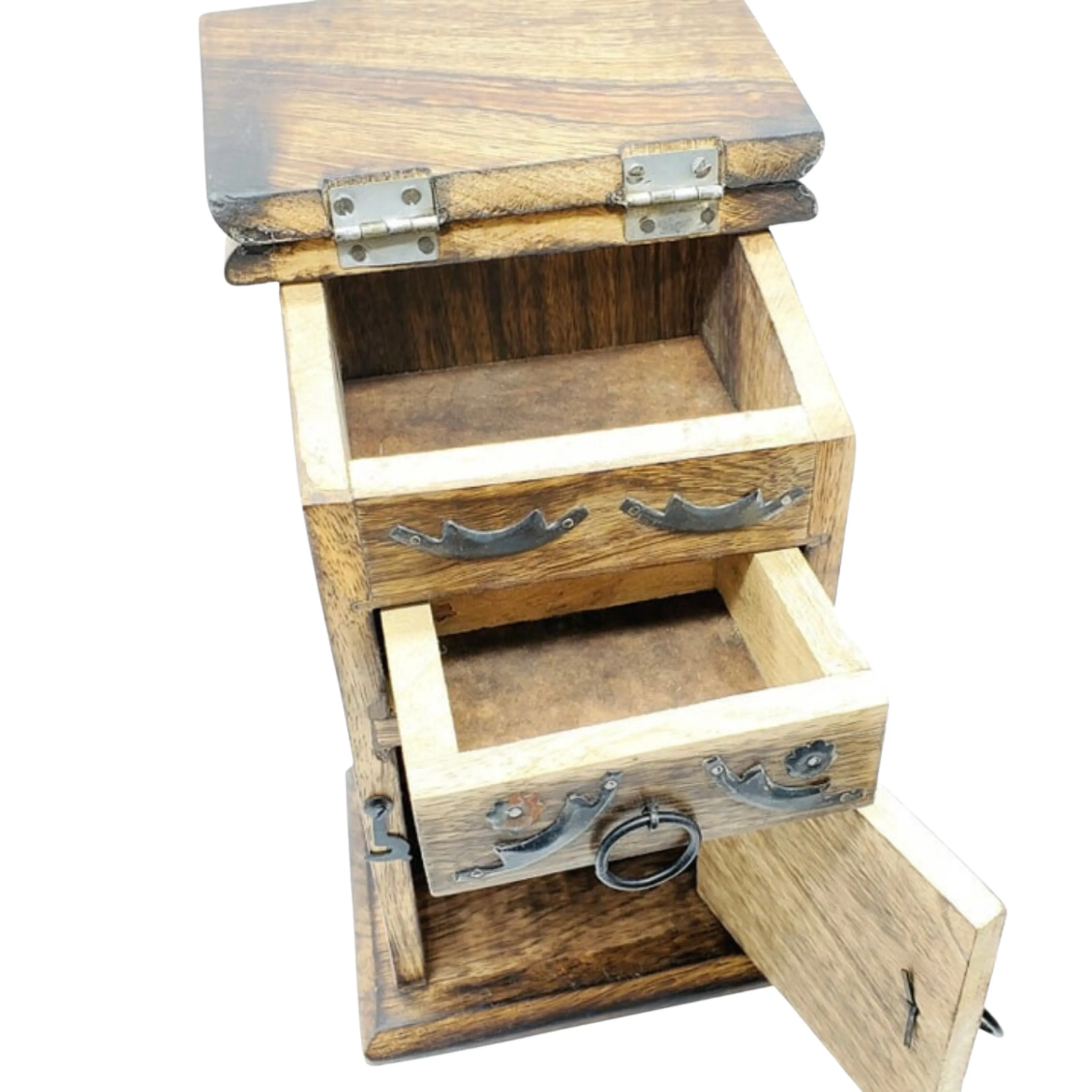 Triple Moon Goddess 3-Compartment Trinket Hutch | 4" x 9" Inches | Crystal Storage Box | Tarot Card Box | Carved Wooden Jewelry Box | Altar Box