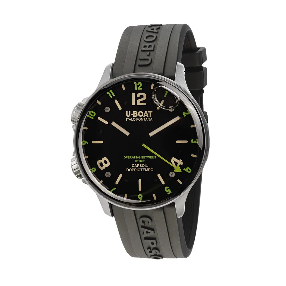 U-Boat Men's Silver Tone Case Black Dial Quartz Watch