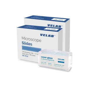 VE-P20 150 pcs Microscope Slides, Borosilicate Glass, Ground Edges and 150 pcs square glass covers.
