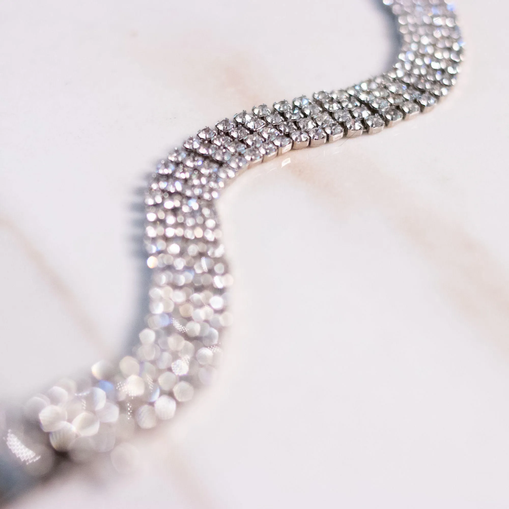 Vintage Art Deco Four Row Rhinestone Line Bracelet