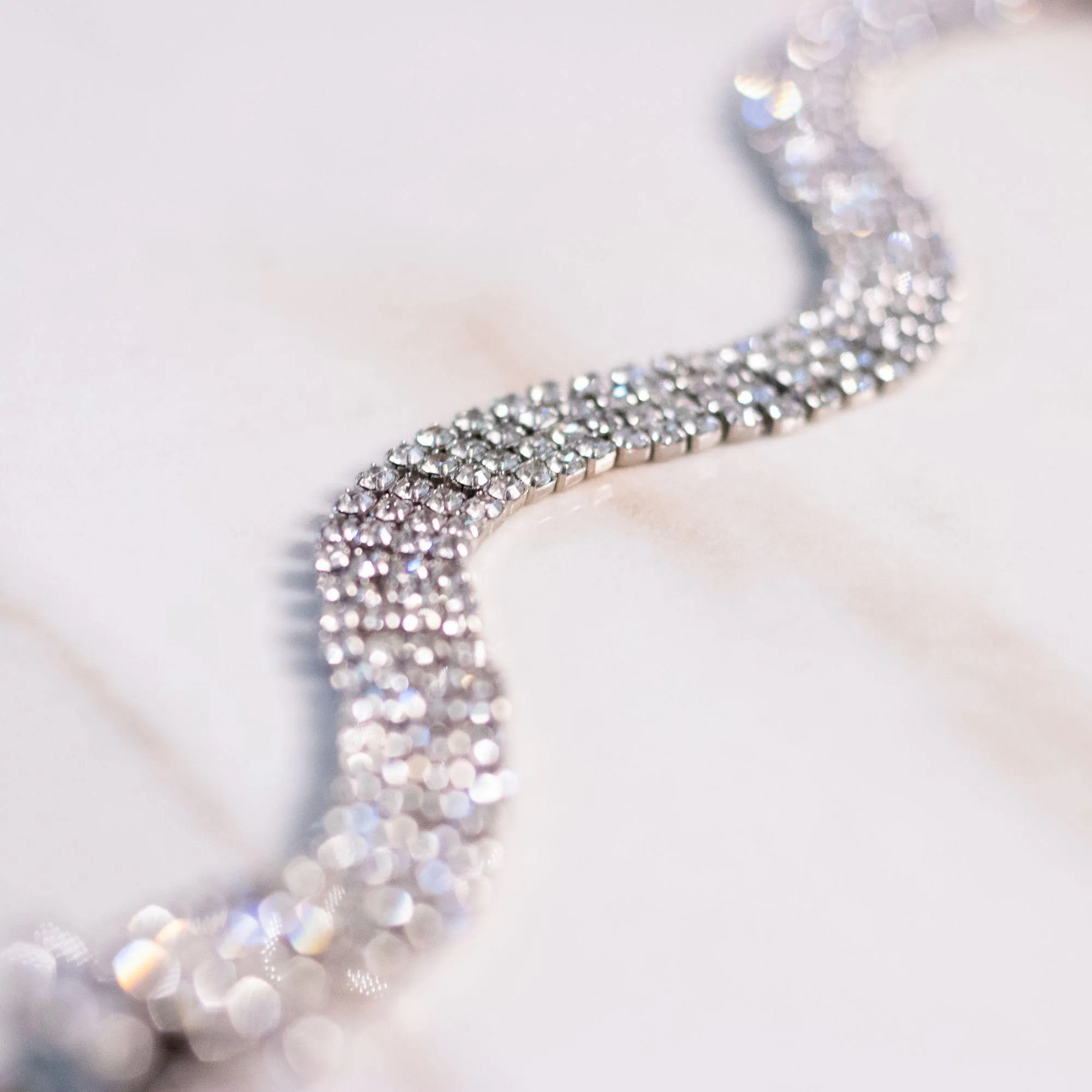 Vintage Art Deco Four Row Rhinestone Line Bracelet