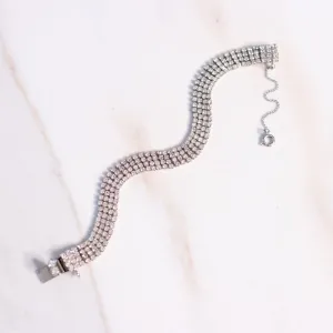 Vintage Art Deco Four Row Rhinestone Line Bracelet