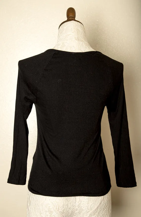 Vintage - Sweetheart Long Sleeve Stretchy Top Stretchy / Gothic / Rave / Punk L