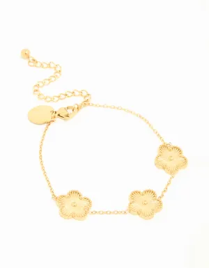 Waterproof Gold Plated Stainless Steel Flower Bracelet