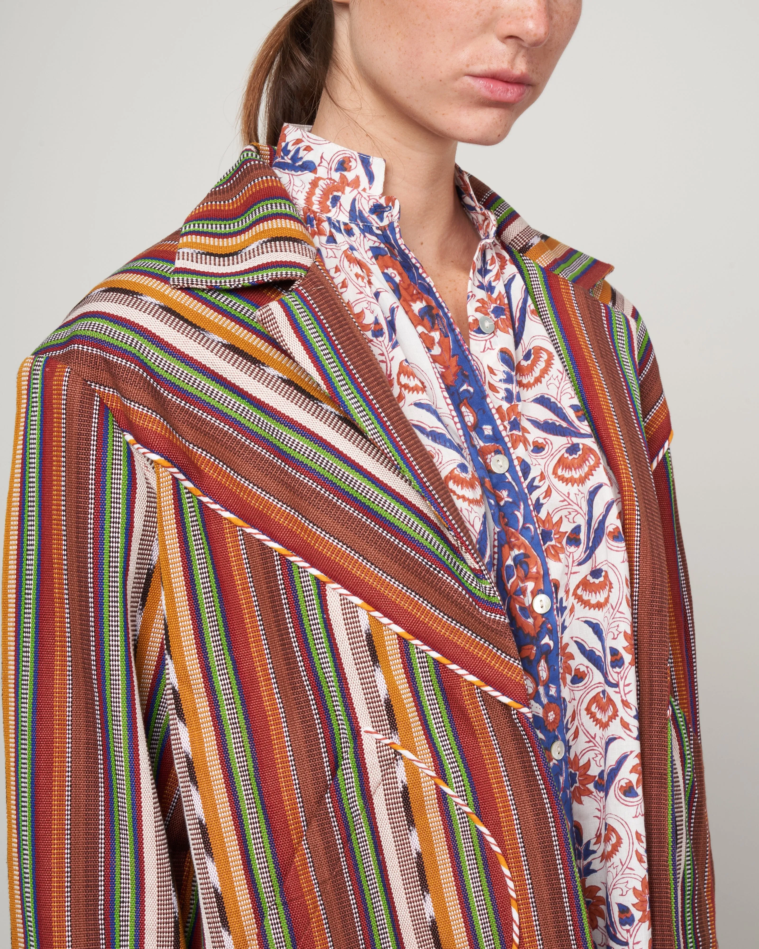western montauk jacket - rust rust stripe