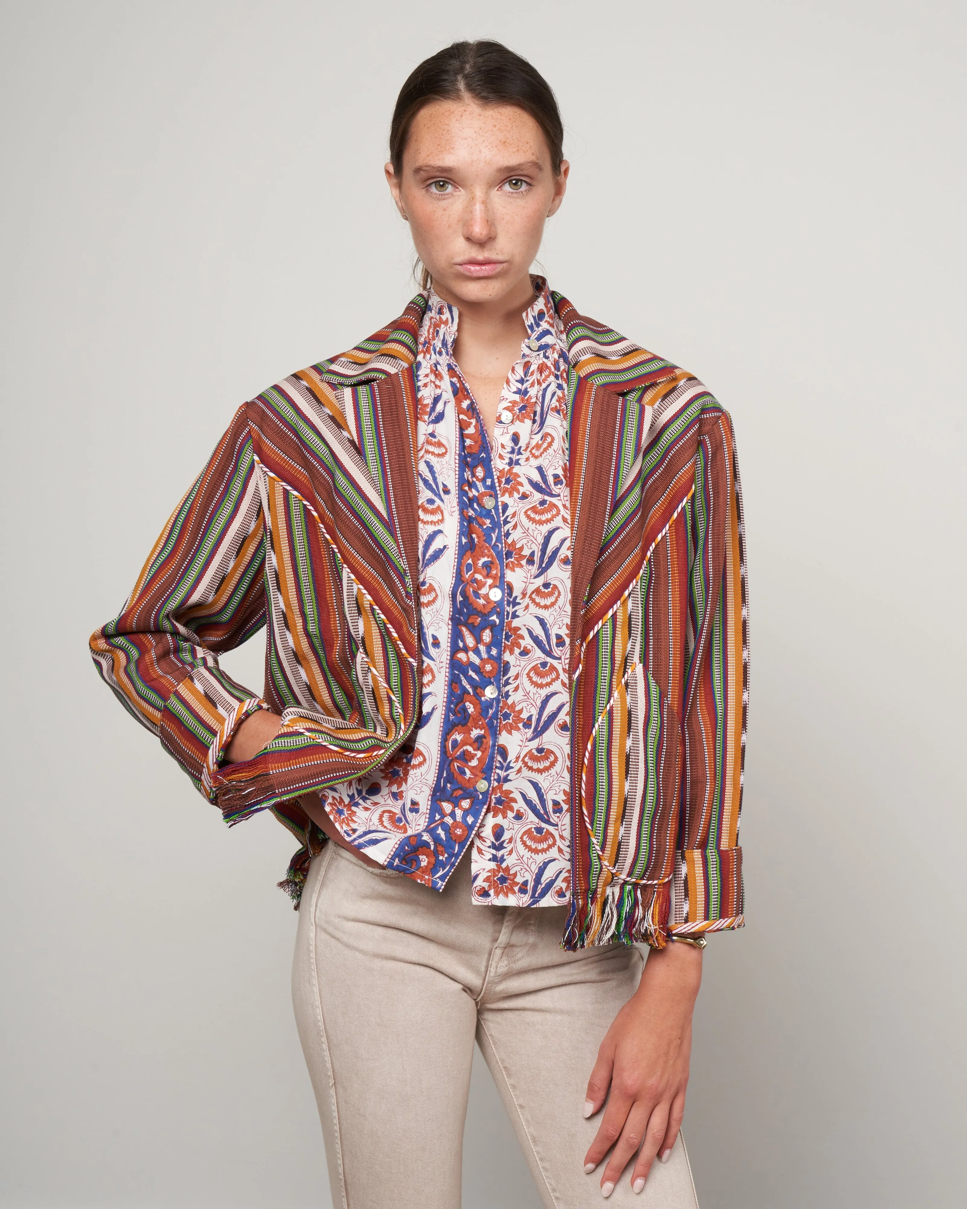 western montauk jacket - rust rust stripe