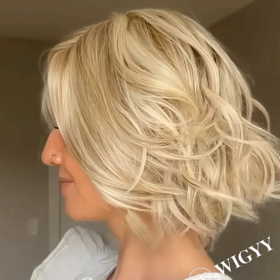Wigyy Daily Use Blonde Highlighted Elegant Wig