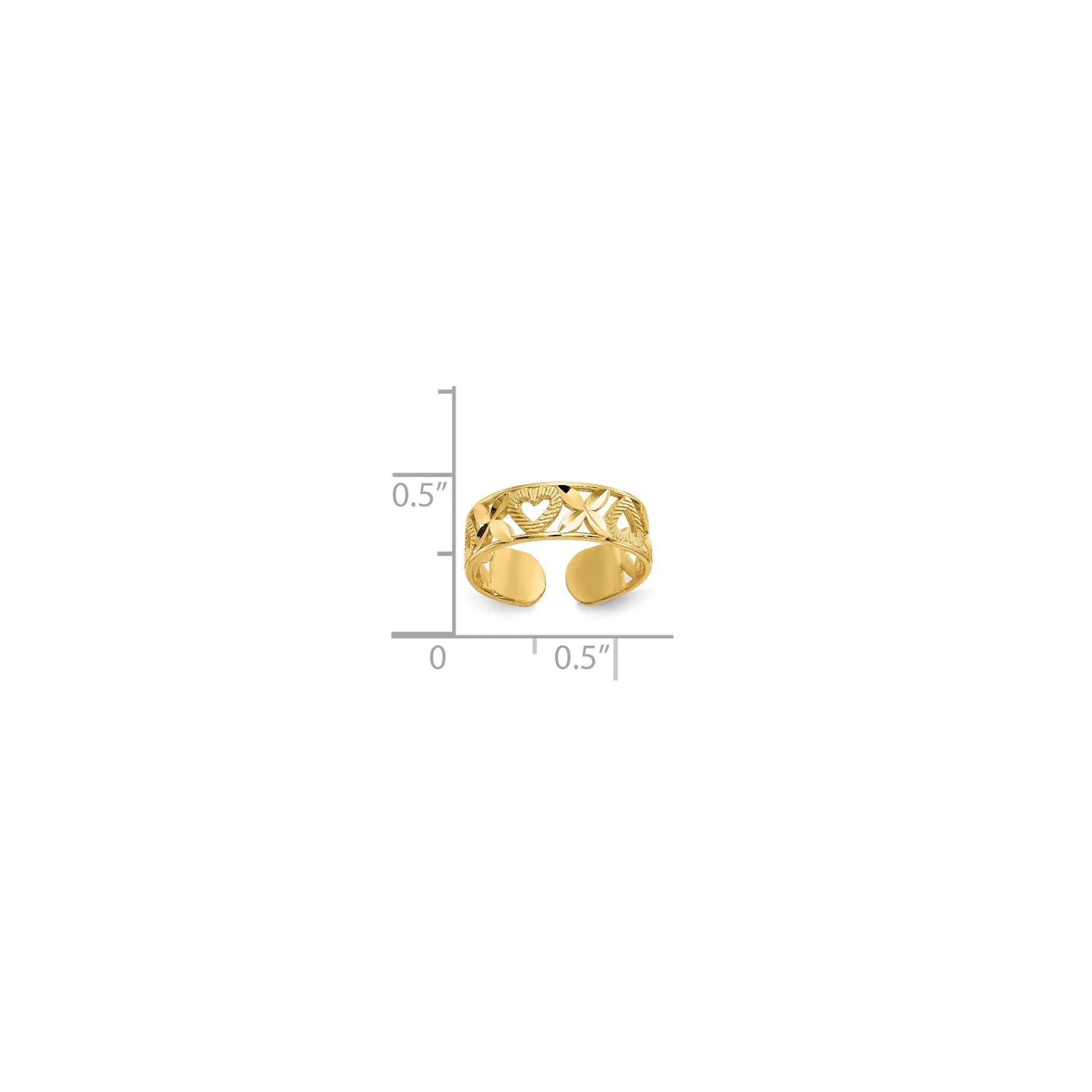 X & Heart Toe Ring (14K)