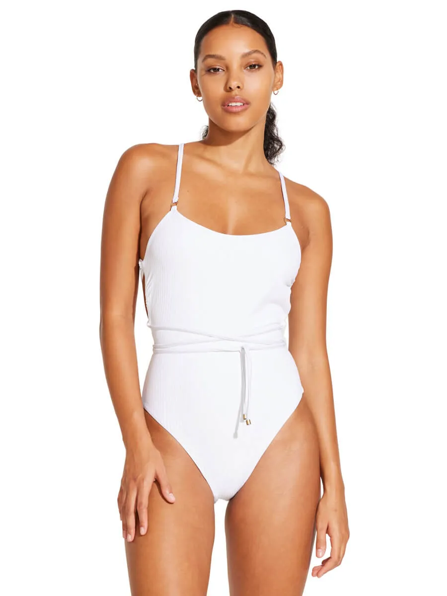 Yara Wrap One Piece In White EcoRib BT
