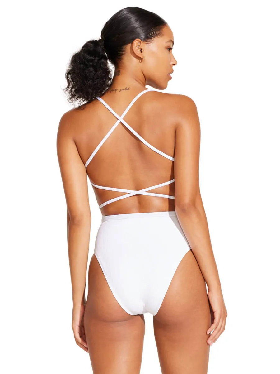 Yara Wrap One Piece In White EcoRib BT